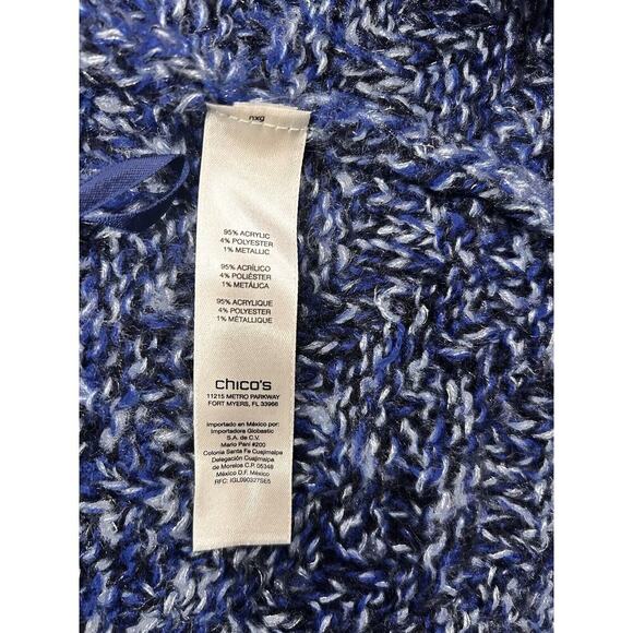 Chicos Women’s Sleeveless Open Knit Long Cardigan Sweater Size 2 Large Blue - Picture 9 of 10